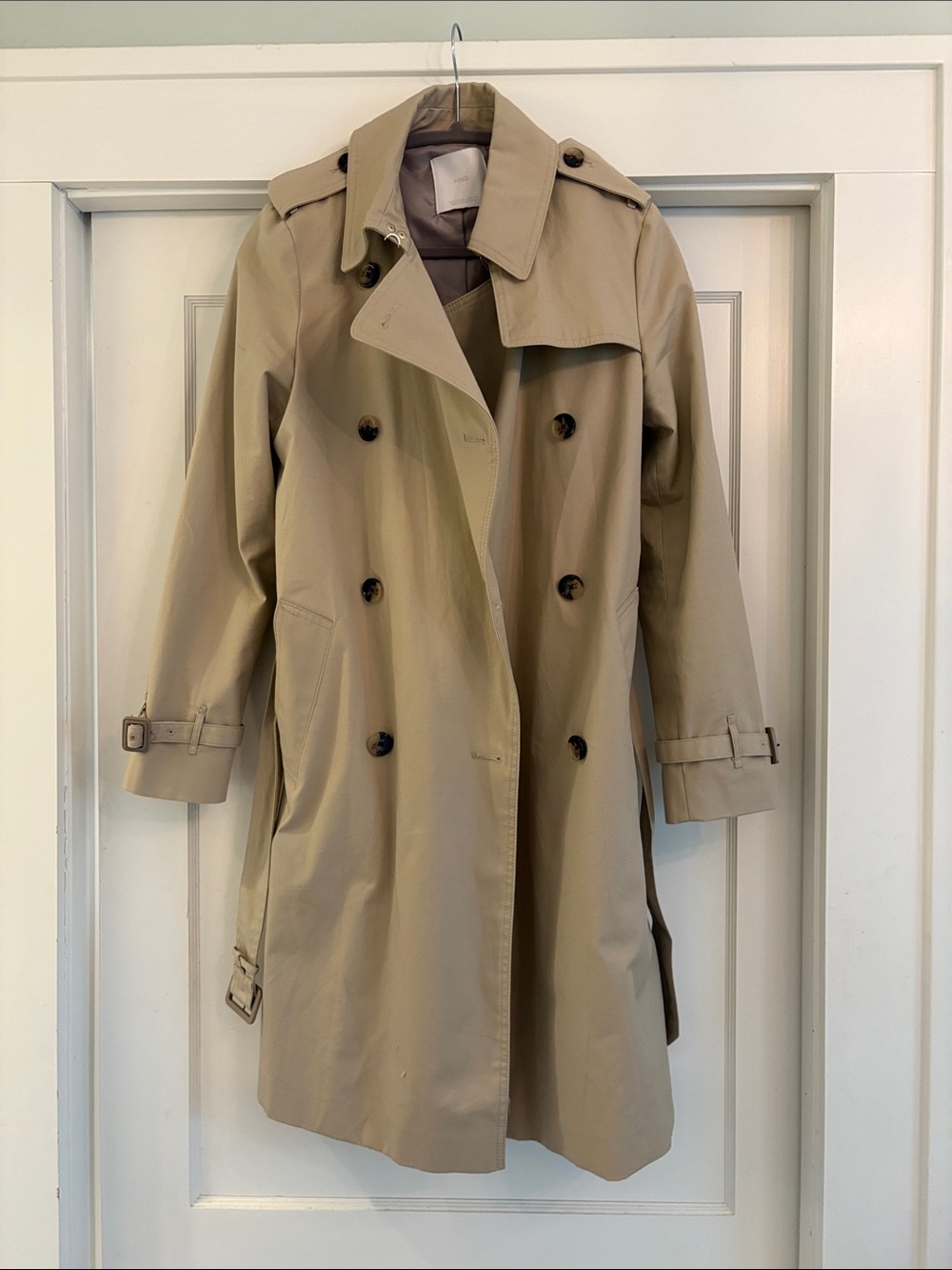 Mango Beige Double-Breasted Trench Coat